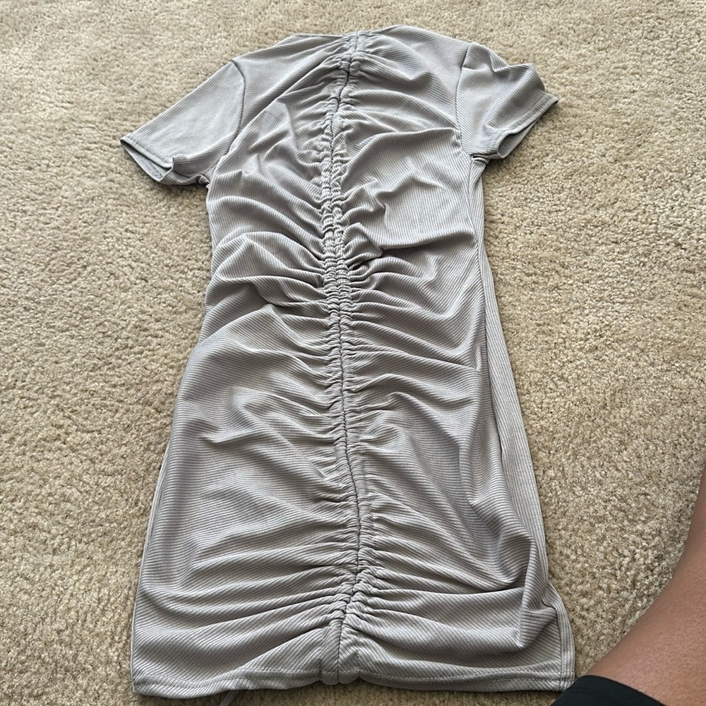 Grey scrunched mini dress